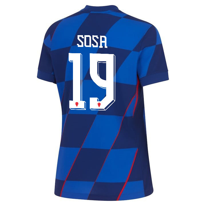 Borna Sosa 19 Croatia National Team 2024 Away WOMEN Jersey - Blue