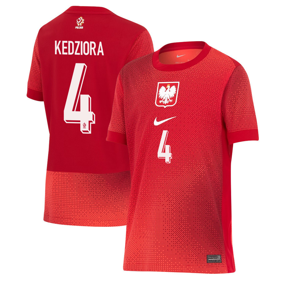 Tomasz Kędziora 4 Poland National Team 2024/25 Away YOUTH Jersey - Red