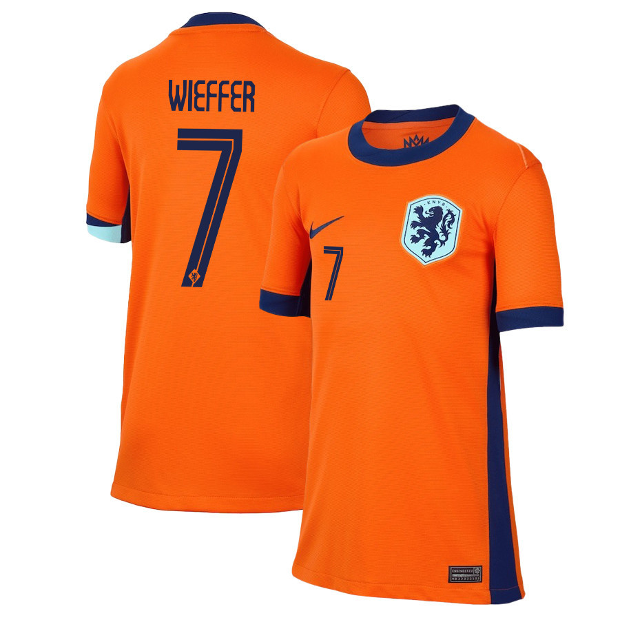 Mats Wieffer 7 Netherlands National Team 2024/25 Home YOUTH Jersey - Orange