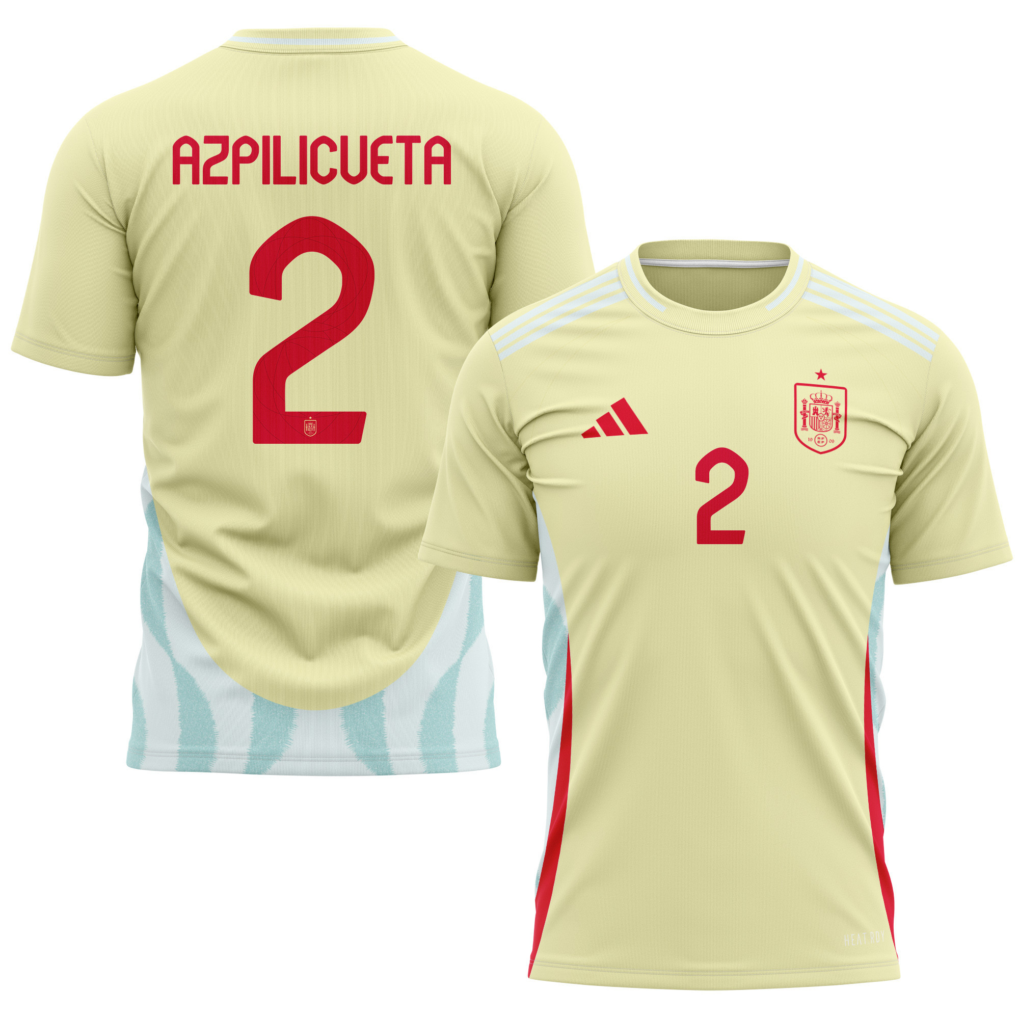 César Azpilicueta 2 Spain National Team 2024 Away Kits AOP T-shirt - Yellow