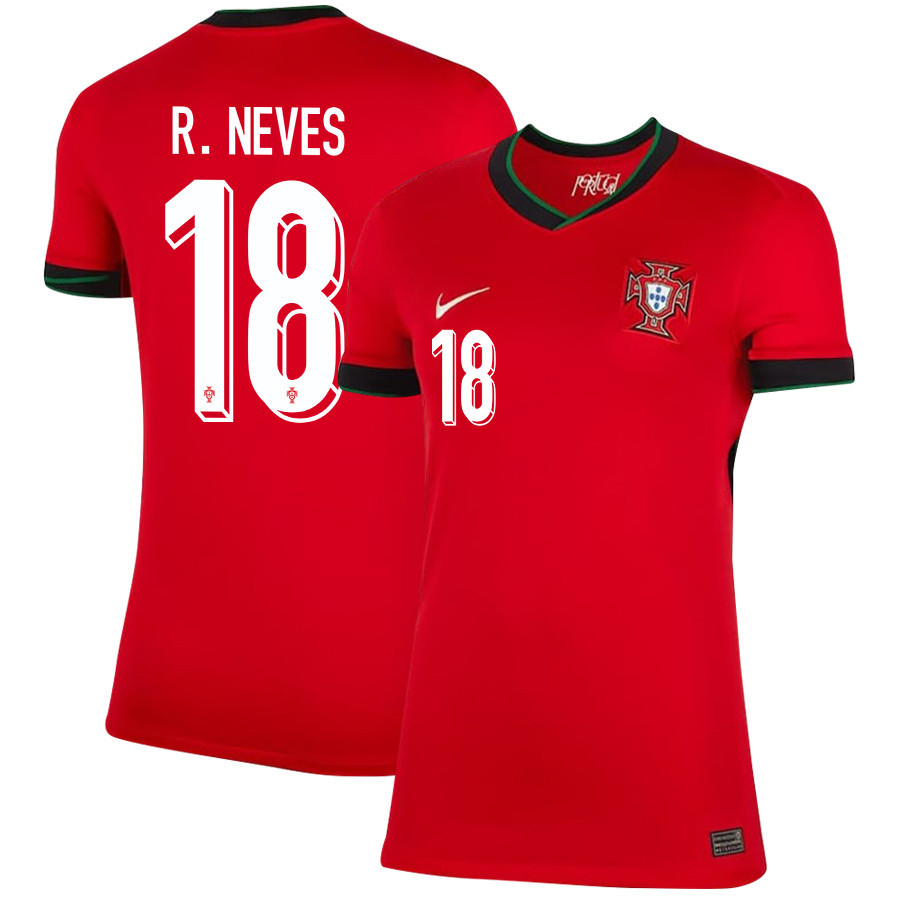Rúben Neves 18 Portugal National Team 2024/25 Home WOMEN Jersey - Red