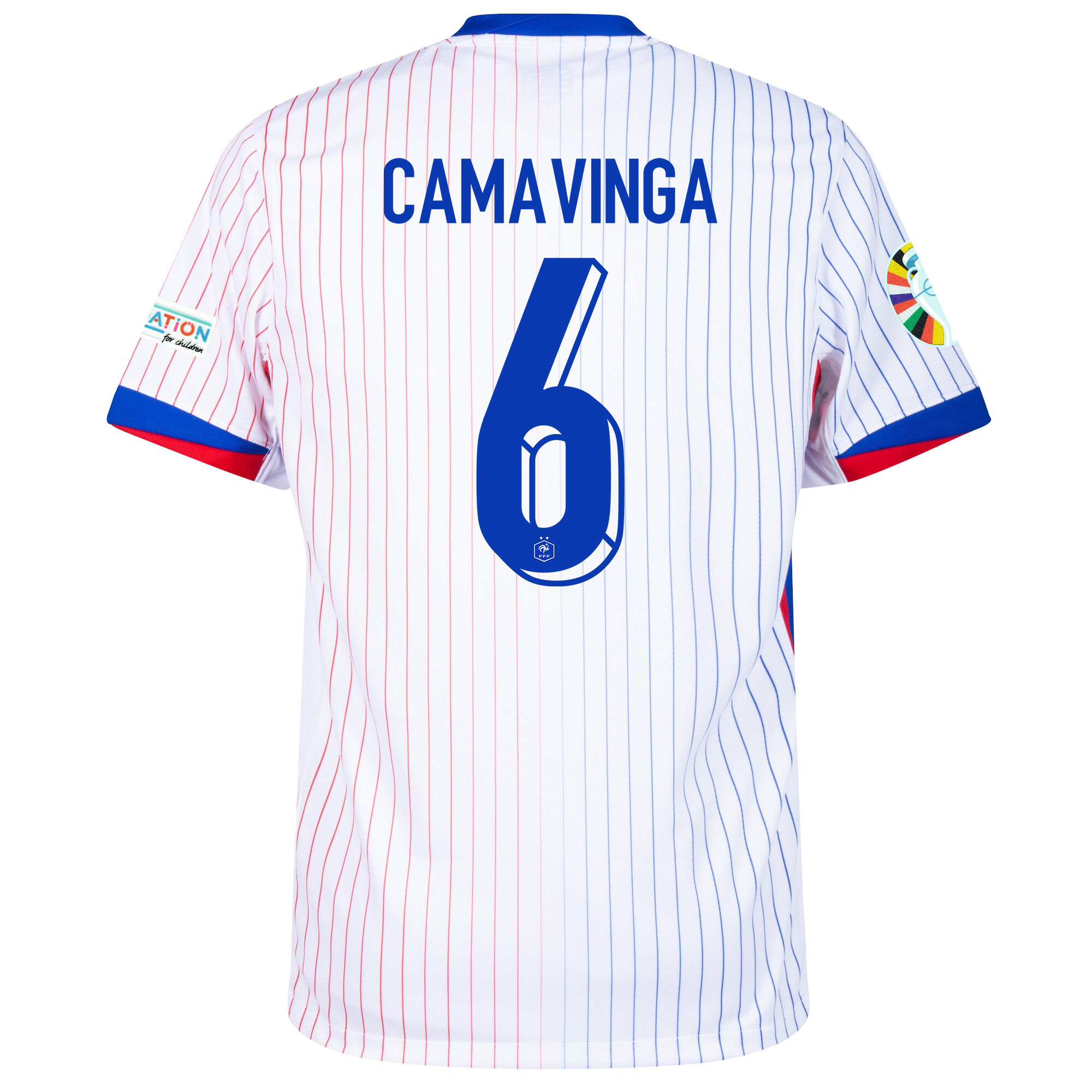 Eduardo Camavinga 6 France National Team 2024/25 Away Jersey - Euro UEFA Patch - Men, White