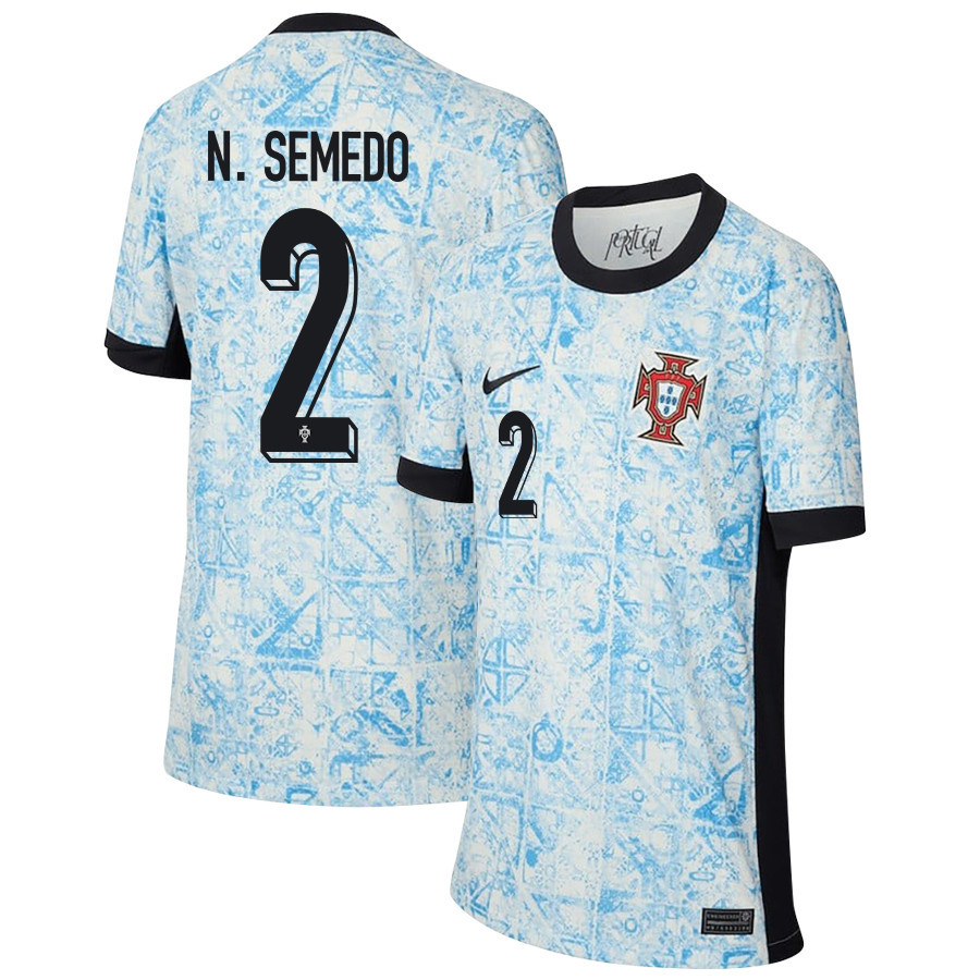 Nélson Semedo 2 Portugal National Team 2024/25 Away YOUTH Jersey - Cream/Blue