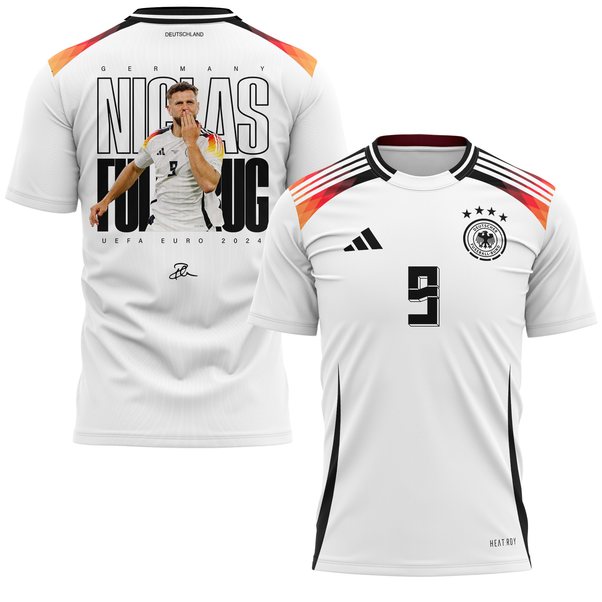 Niclas Füllkrug 9 Signed Goal Germany National Team 2024 Home Kits AOP T-shirt - White