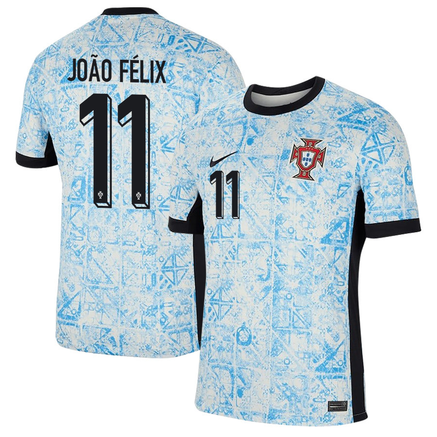 João Félix 11 Portugal National Team 2024/25 Away Men Jersey - Cream/Blue