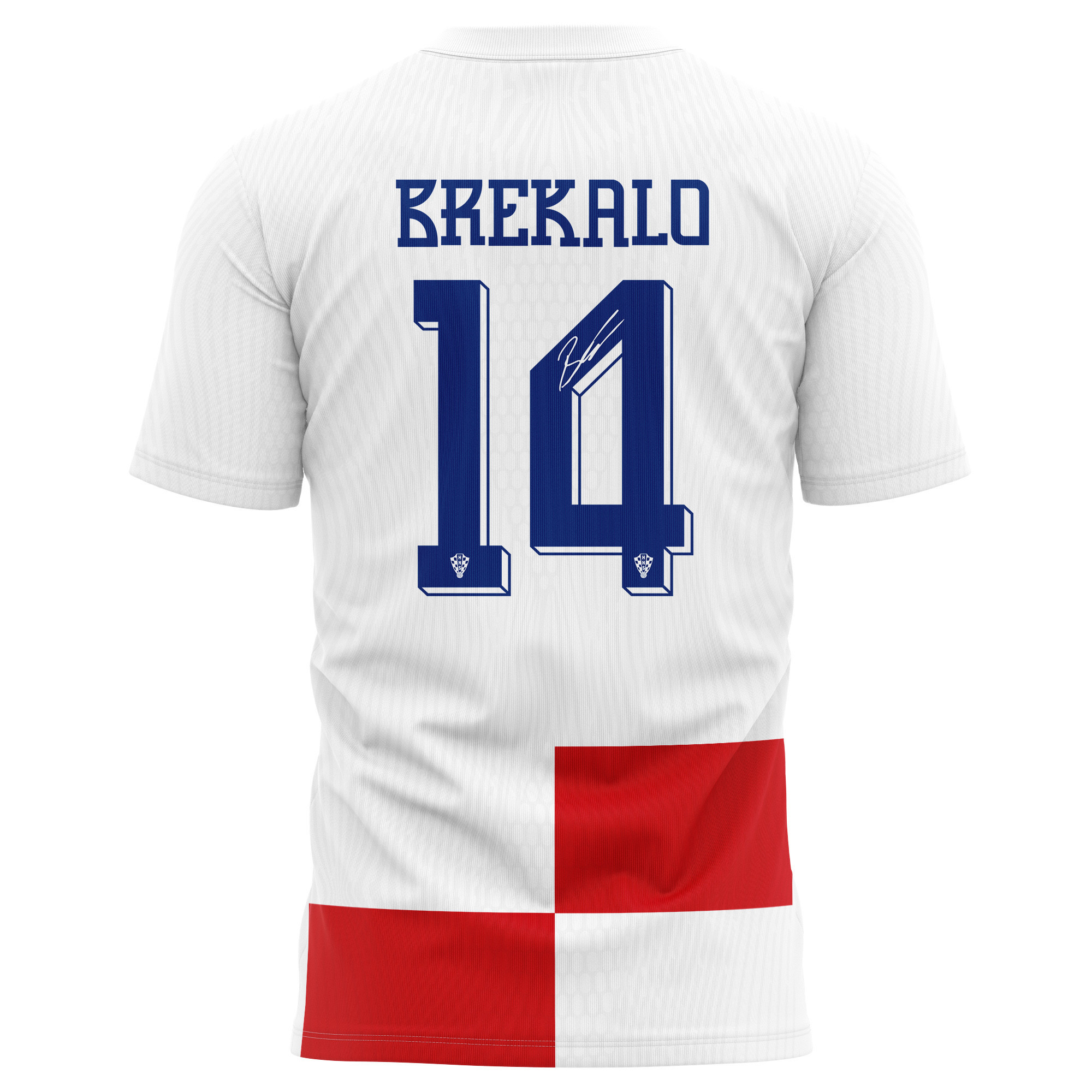 Josip Brekalo 14 Signed Croatia National Team 2024/25 Home Kits AOP T-shirt Autographed - White