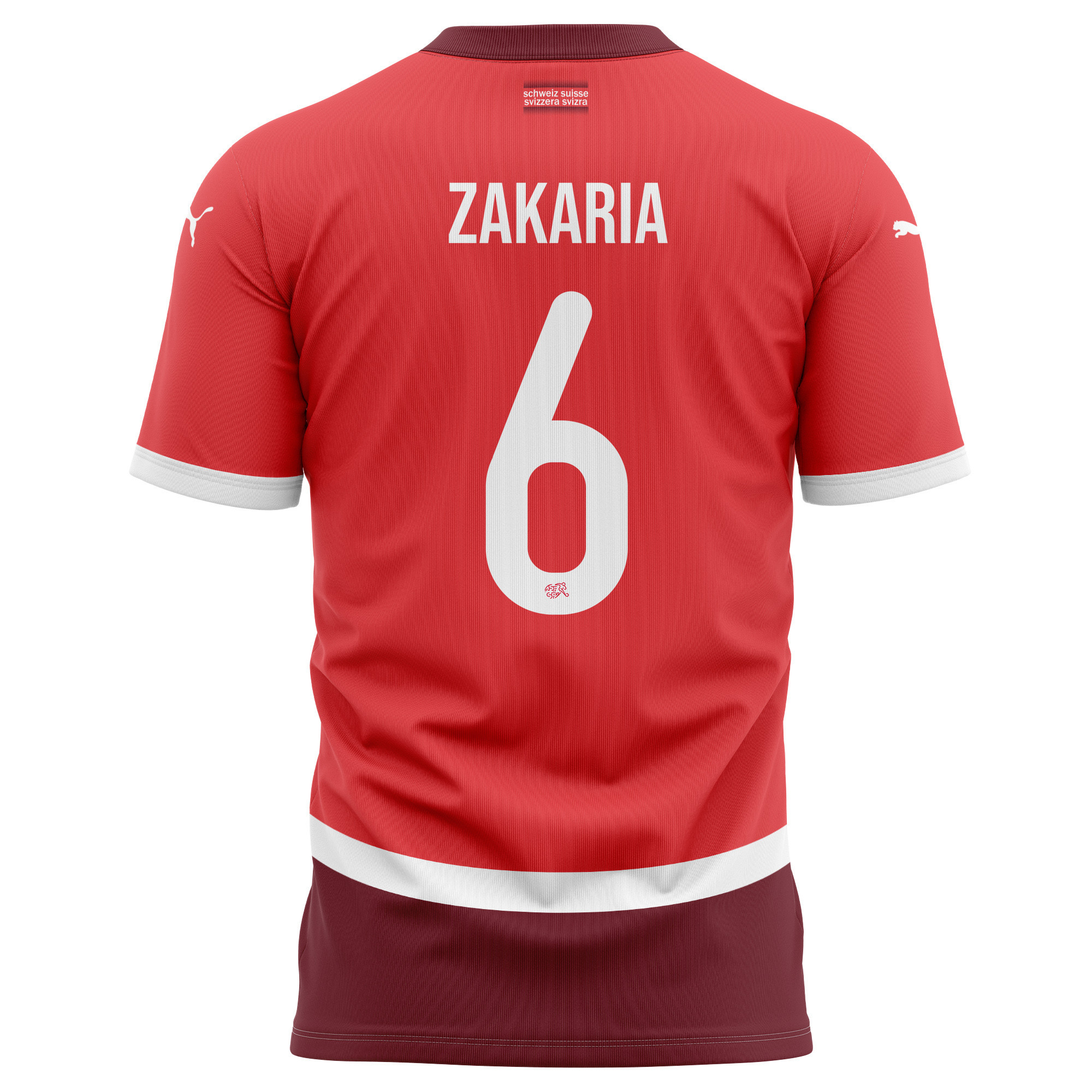 Denis Zakaria 6 Switzerland National Team 2024/25 Home Kits AOP T-shirt - Red