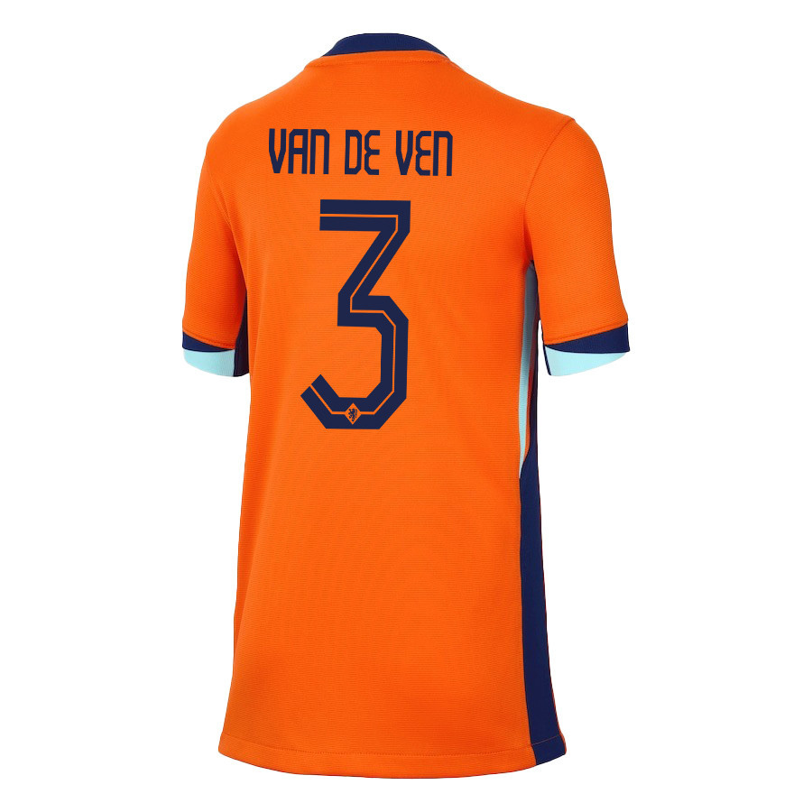 Micky van de Ven 3 Netherlands National Team 2024/25 Home YOUTH Jersey - Orange