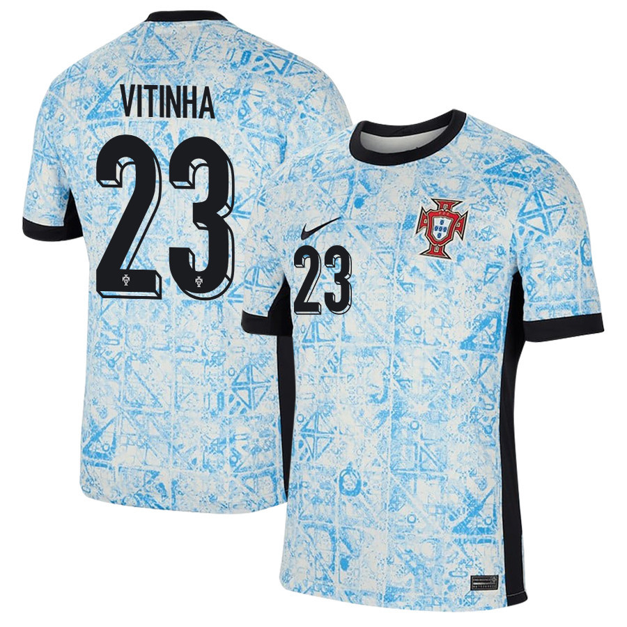 Vitinha 23 Portugal National Team 2024/25 Away Men Jersey - Cream/Blue