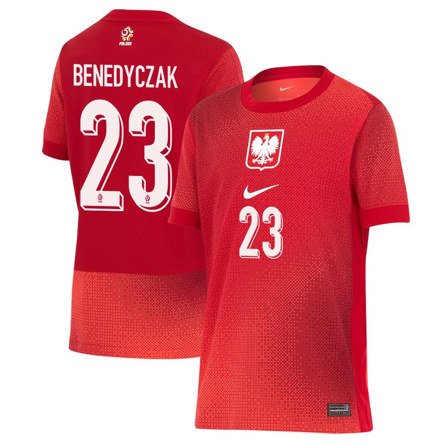 Adrian Benedyczak 23 Poland National Team 2024/25 Away YOUTH Jersey - Red
