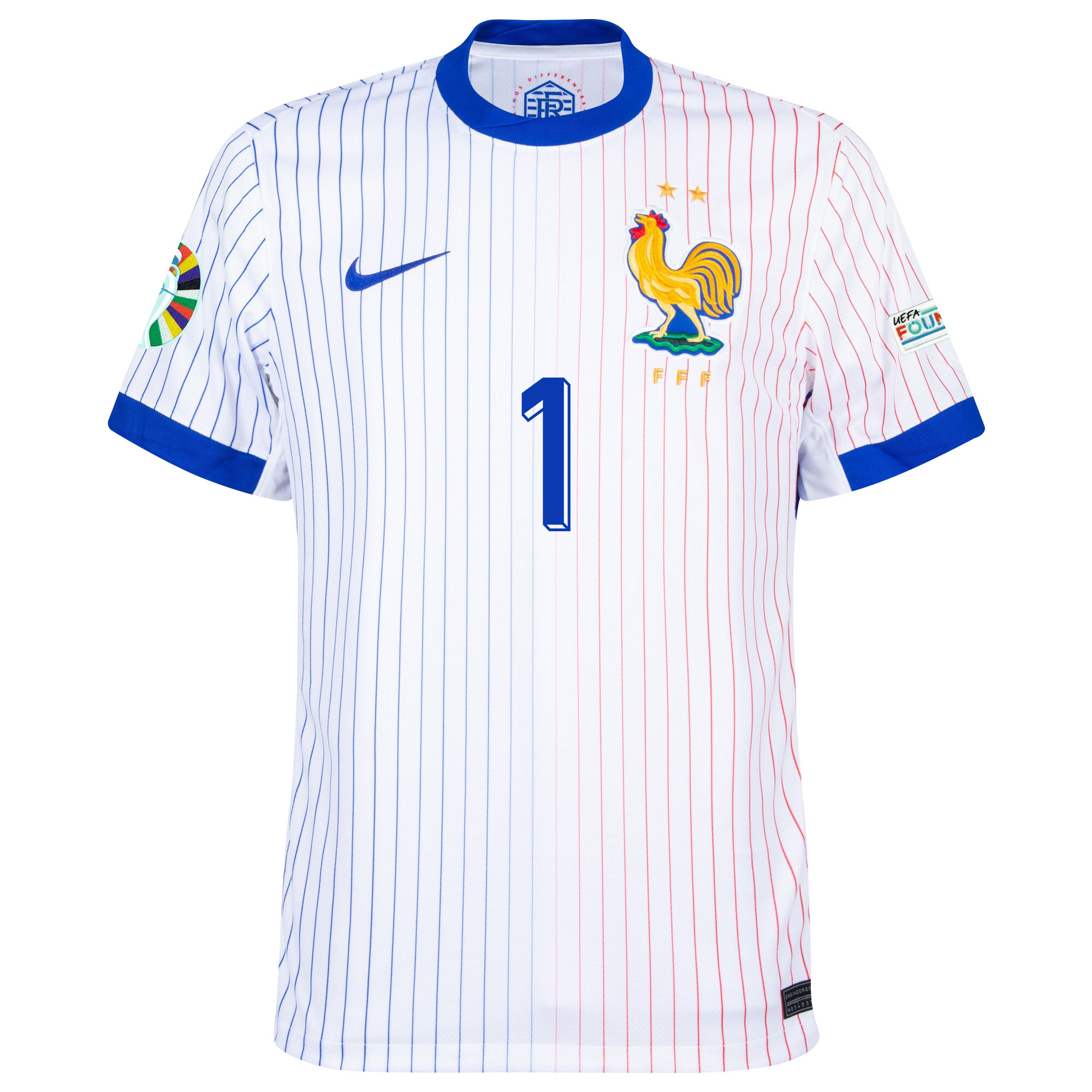 Brice Samba 1 France National Team 2024/25 Away Jersey - Euro UEFA Patch - Men, White