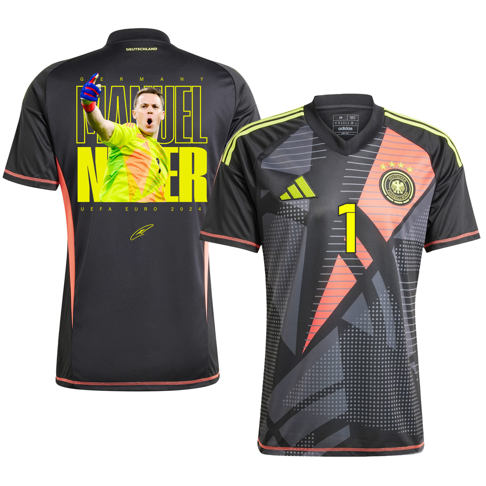 Manuel Neuer Signed Legendary Guardian Germany National Team 2024 Goalkeeper Men Jersey - Black