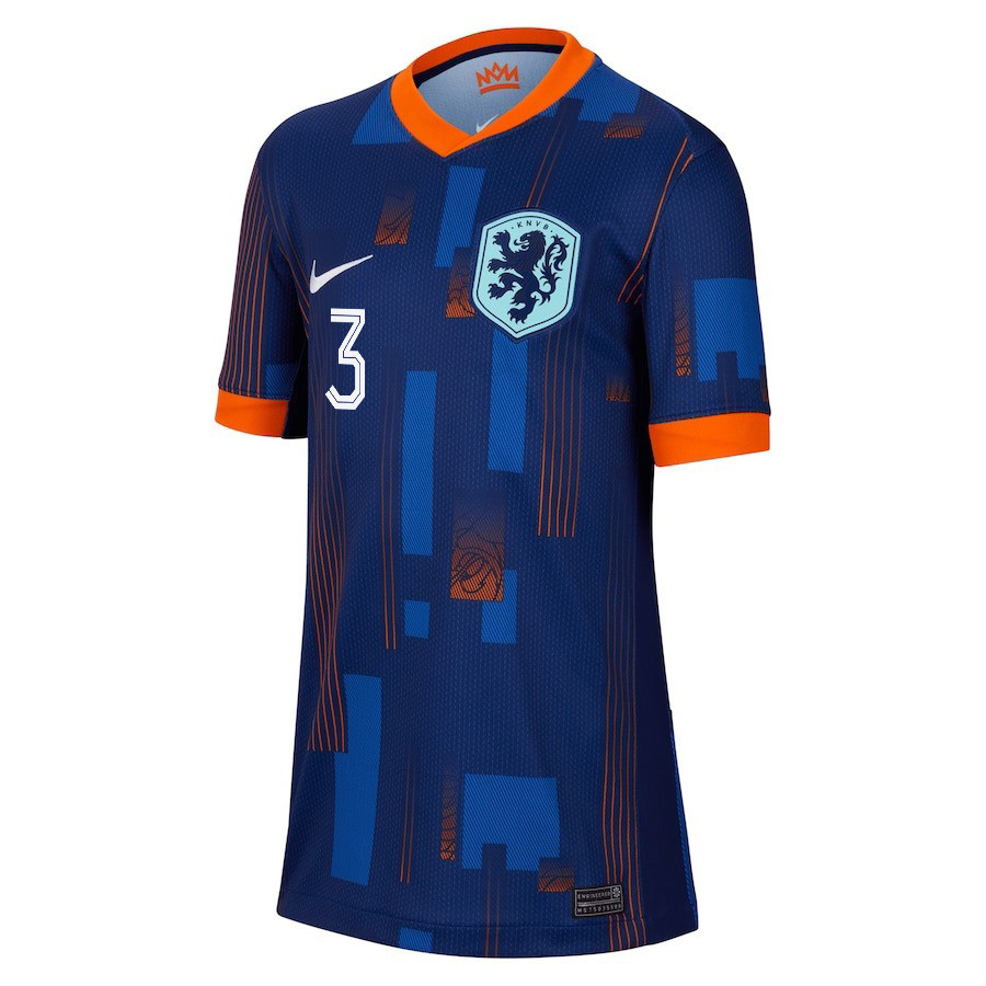 Matthijs De Ligt 3 Netherlands National Team 2024/25 Away YOUTH Jersey - Navy