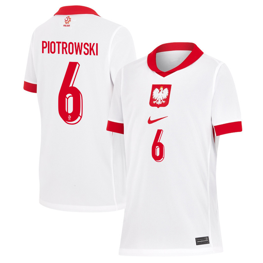 Jakub Piotrowski 6 Poland National Team 2024/25 Home YOUTH Jersey - White
