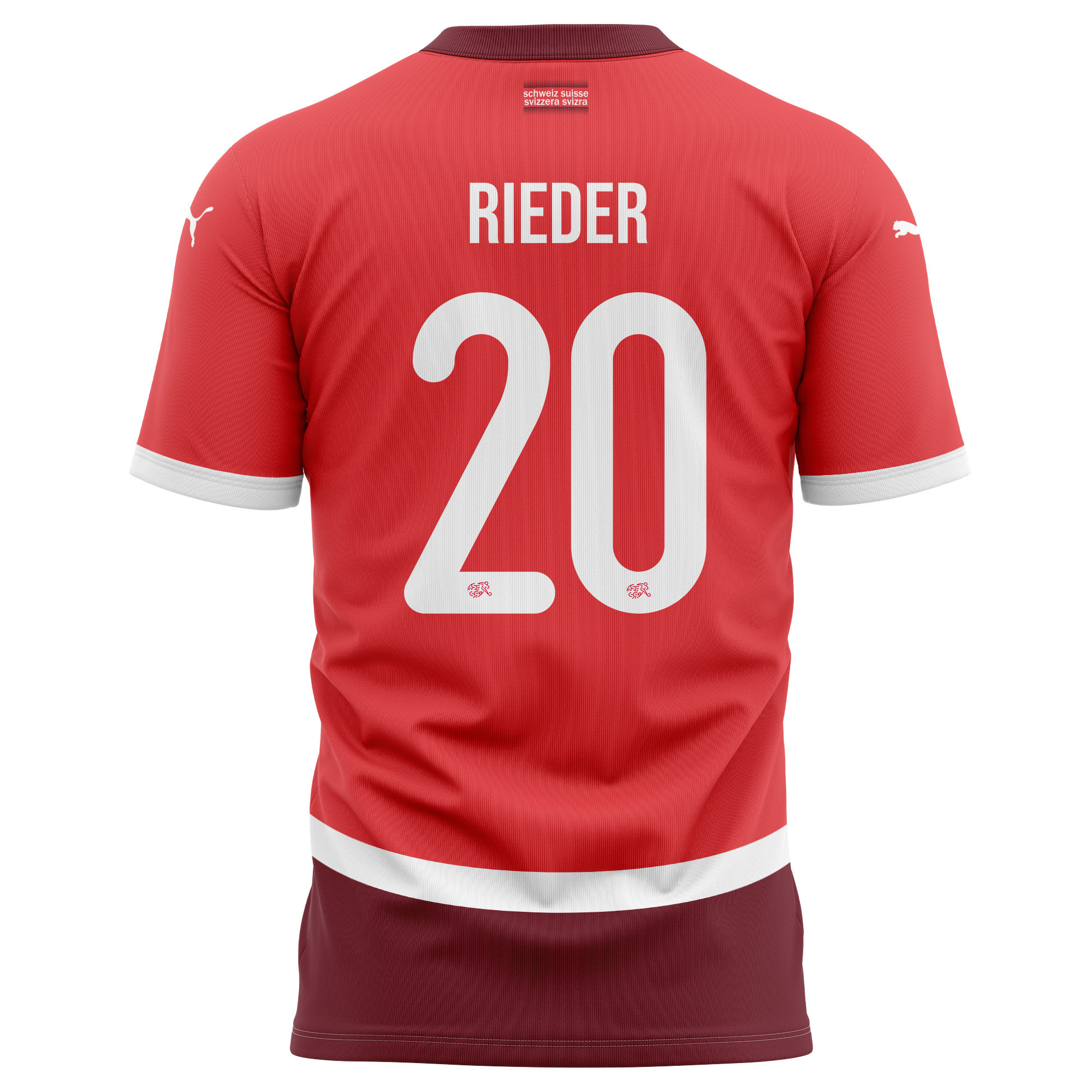 Fabian Rieder 20 Switzerland National Team 2024/25 Home Kits AOP T-shirt - Red