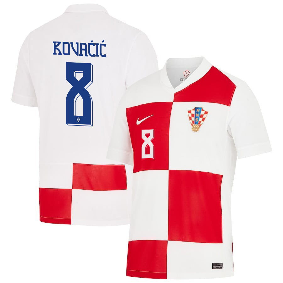Mateo Kovačić 8 Croatia National Team 2024 Home Men Jersey - White