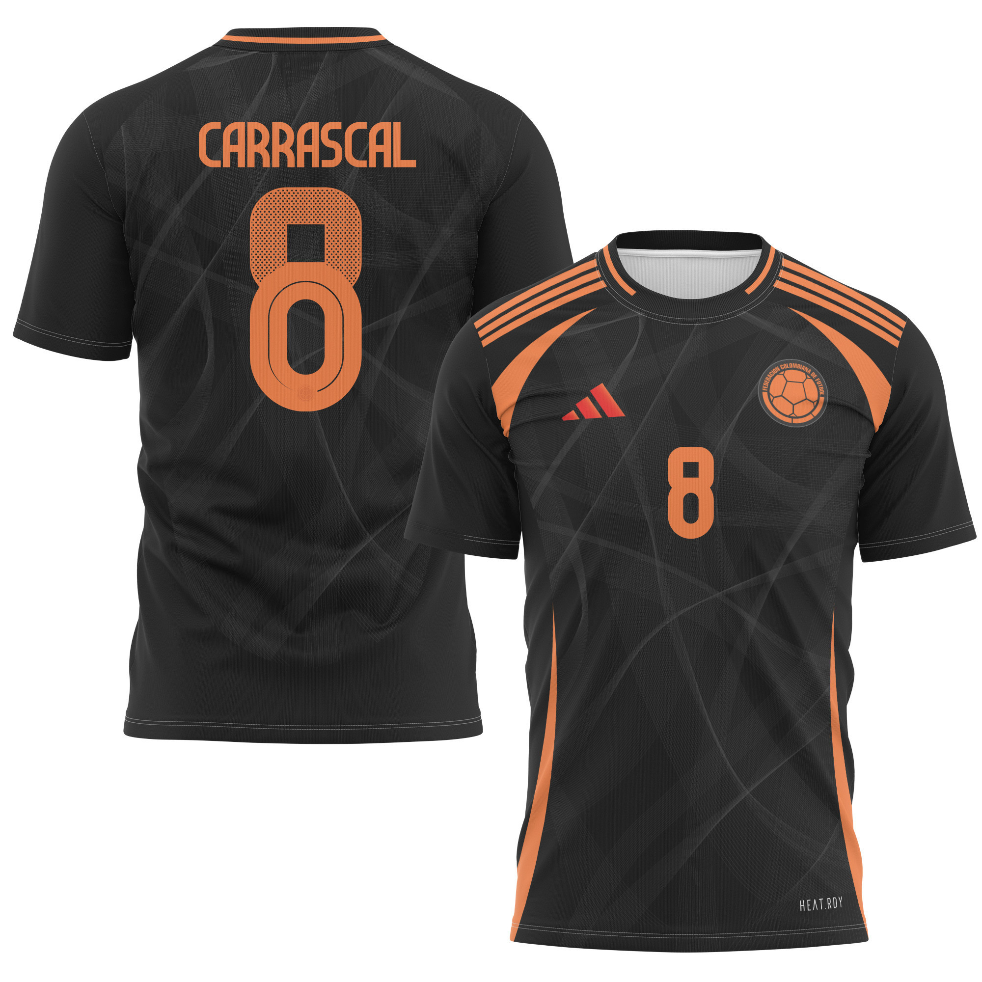 Jorge Carrascal 8 Colombia National Team 2024 Away Kits AOP T-shirt - Black