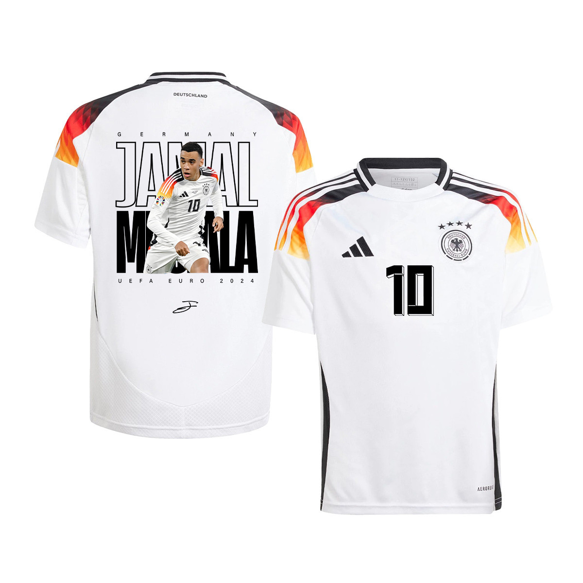Jamal Musiala 10 Signed Young Talent Germany National Team 2024 Home YOUTH Jersey - White