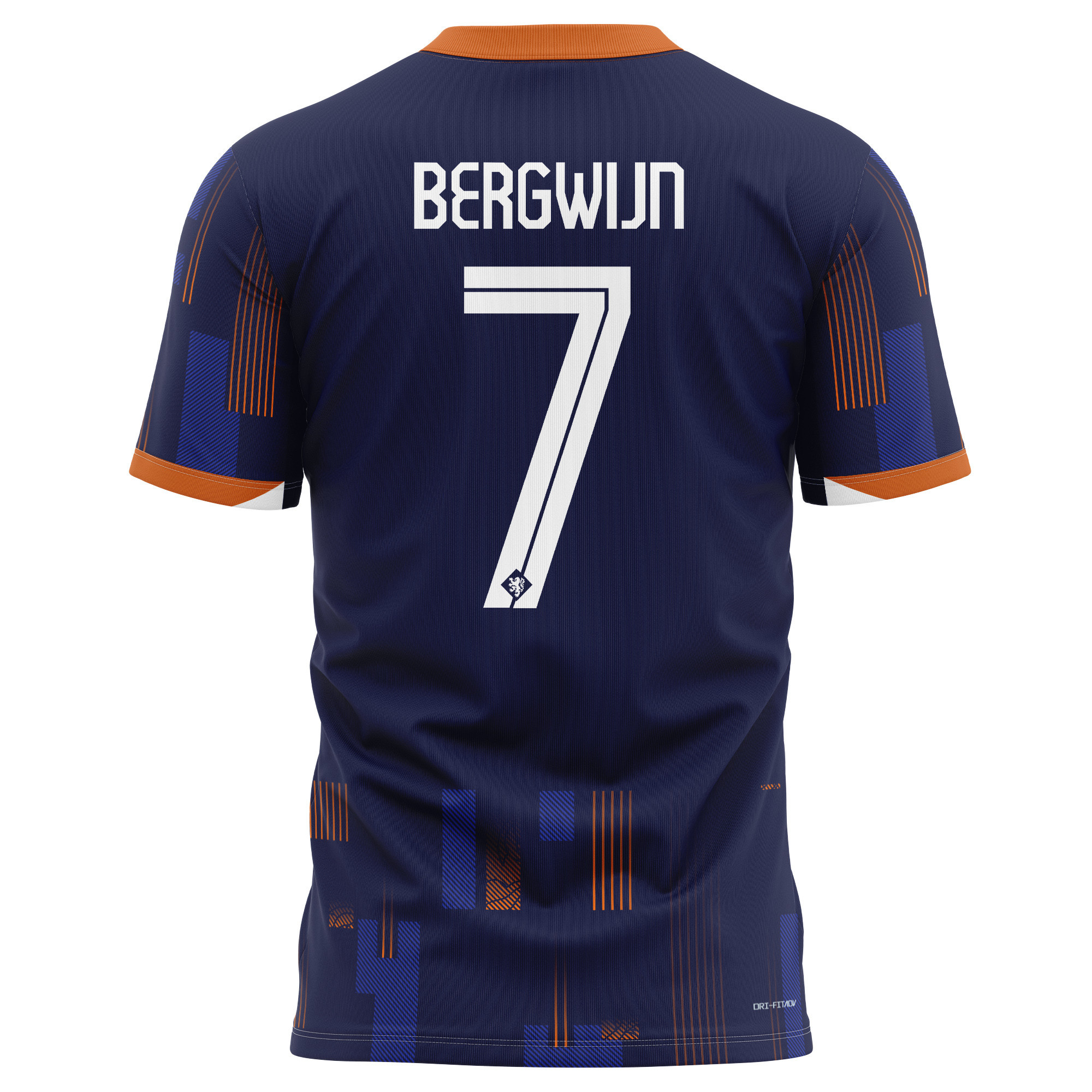 Steven Bergwijn 7 Netherlands National Team 2024 Away Kits AOP T-shirt - Navy