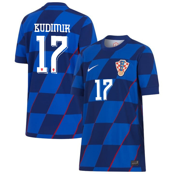 Ante Budimir 17 Croatia National Team 2024 Away YOUTH Jersey - Blue