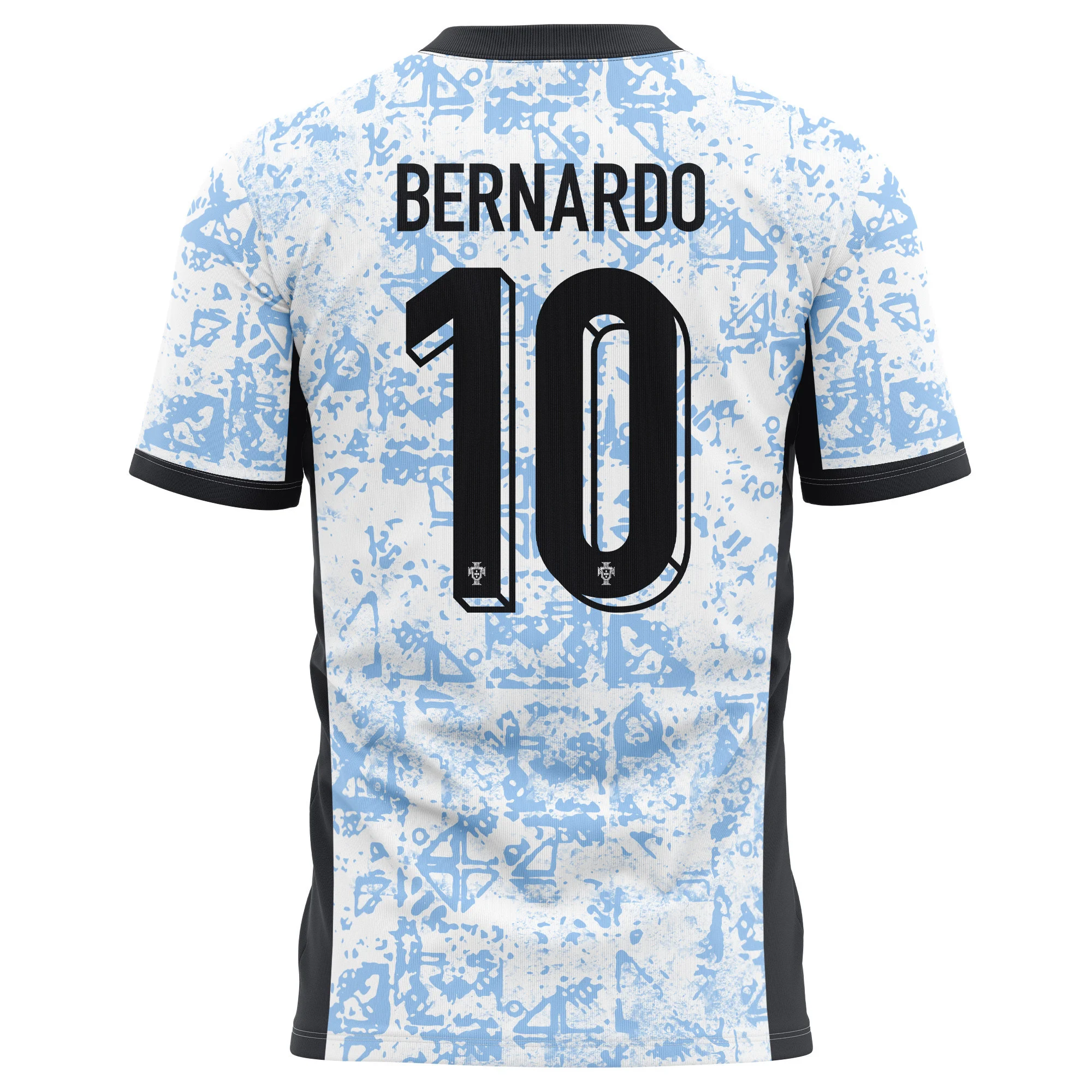Bernardo Silva 10 Portugal National Team 2024/25 Away Kits AOP T-shirt - Cream/Blue