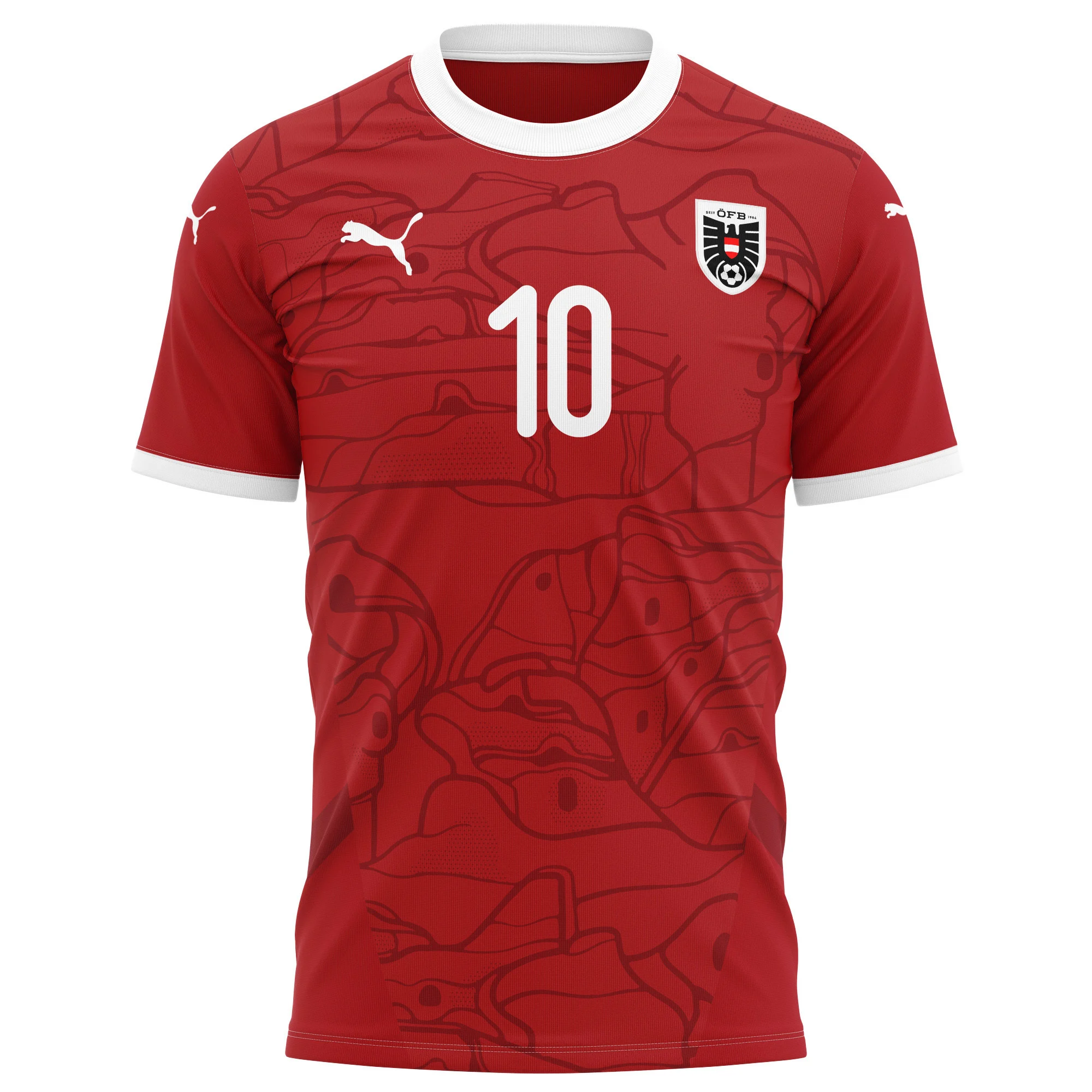 Florian Grillitsch 10 Austria National Team 2024/25 Home Kits AOP T-shirt - Red