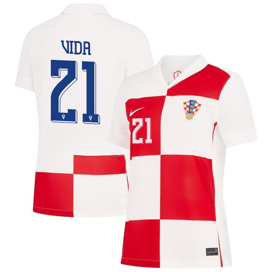 Domagoj Vida 21 Croatia National Team 2024 Home WOMEN Jersey - White
