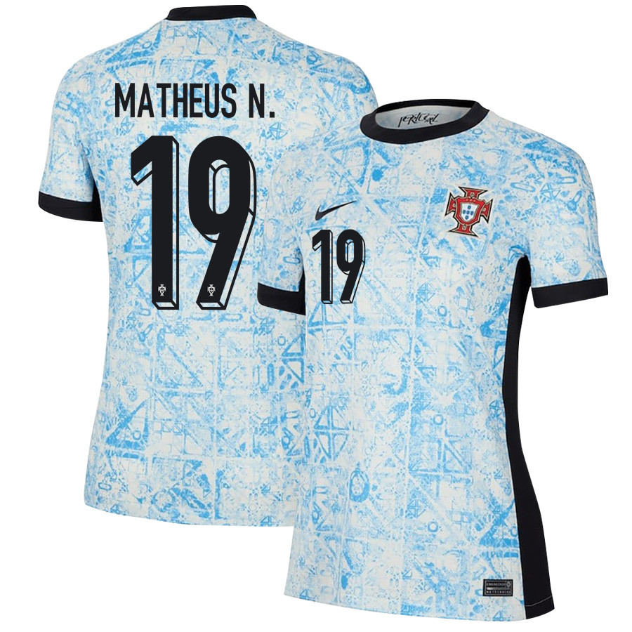 Matheus Nunes 19 Portugal National Team 2024/25 Away WOMEN Jersey - Cream/Blue