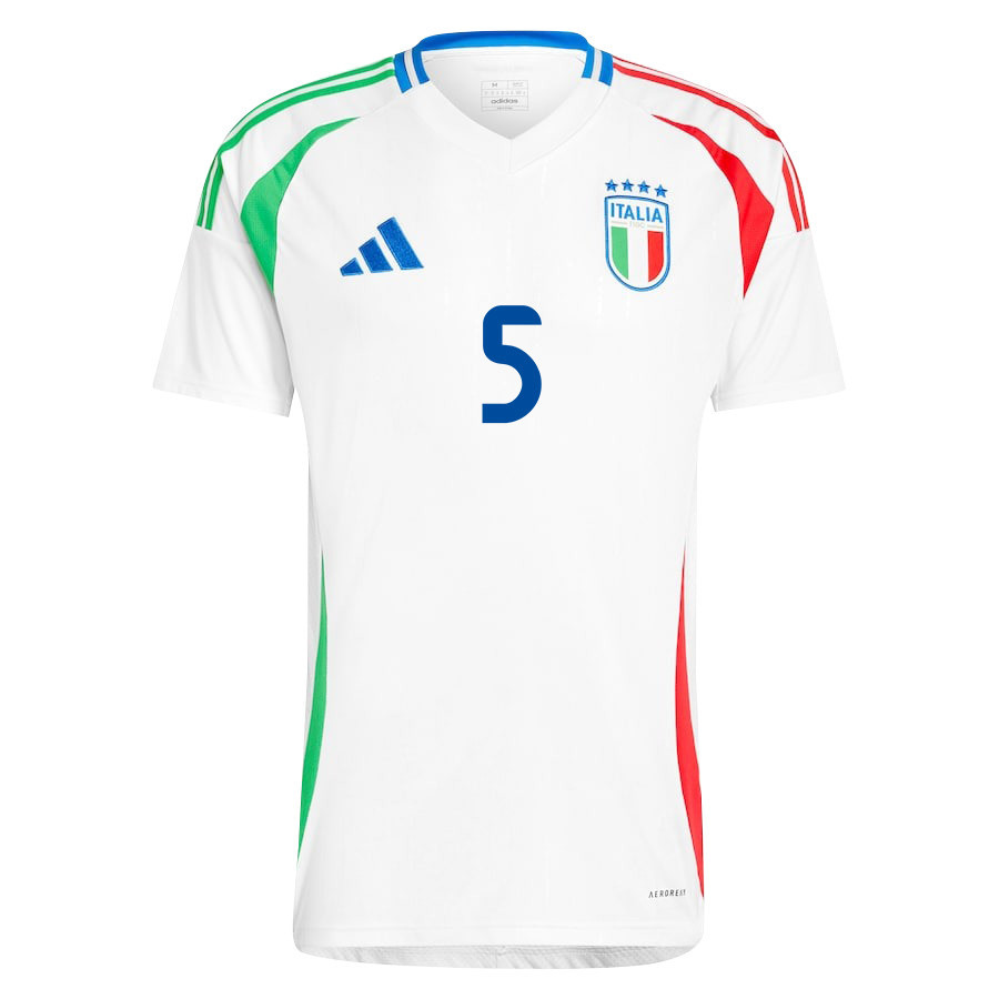 Riccardo Calafiori 5 Italy National Team 2024/25 Away Men Jersey - White