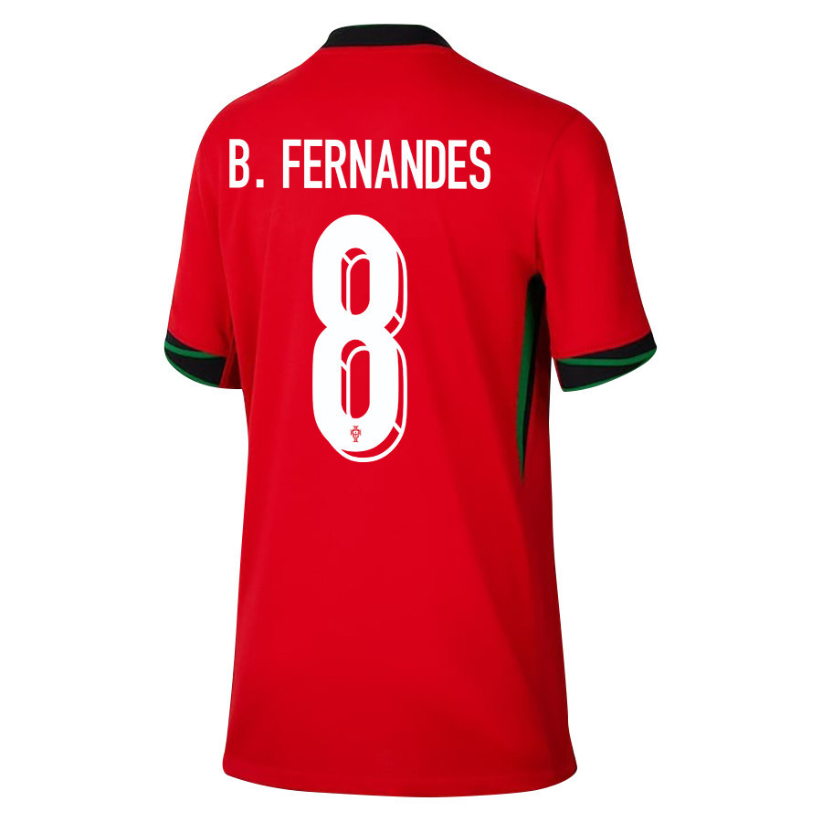 Bruno Fernandes 8 Portugal National Team 2024/25 Home YOUTH Jersey - Red