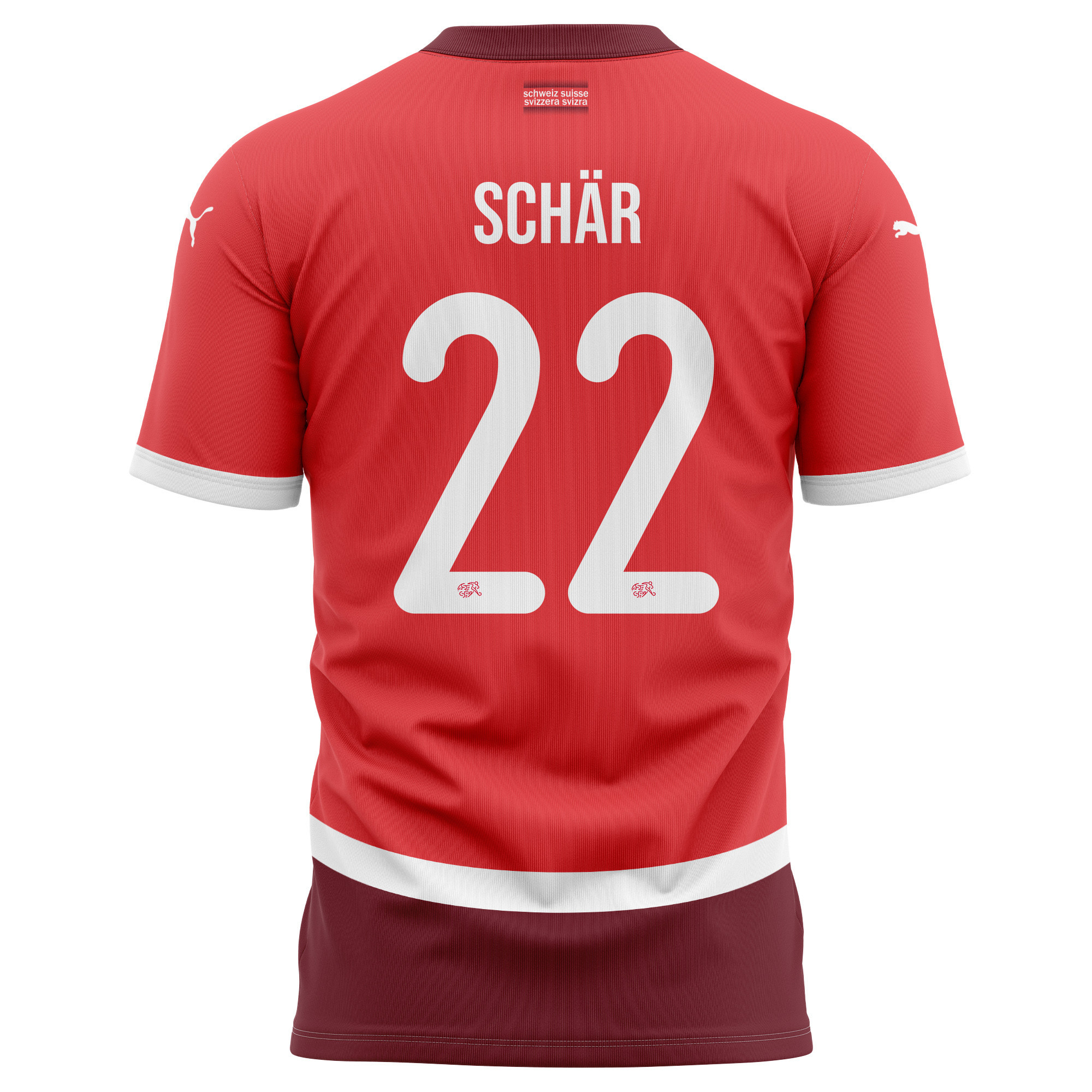 Fabian Schär 22 Switzerland National Team 2024/25 Home Kits AOP T-shirt - Red