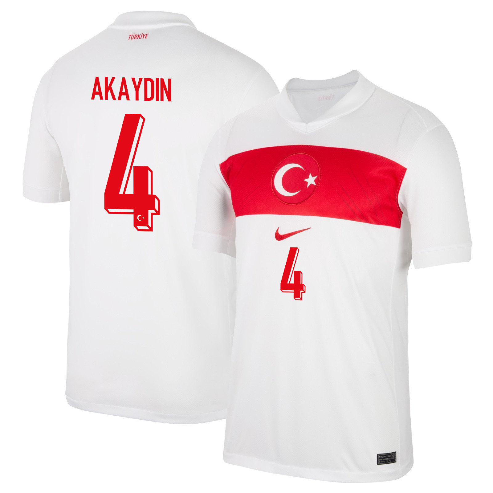 Samet Akaydin 4 Turkey National Team 2024 Home Stadium Men Jersey - White