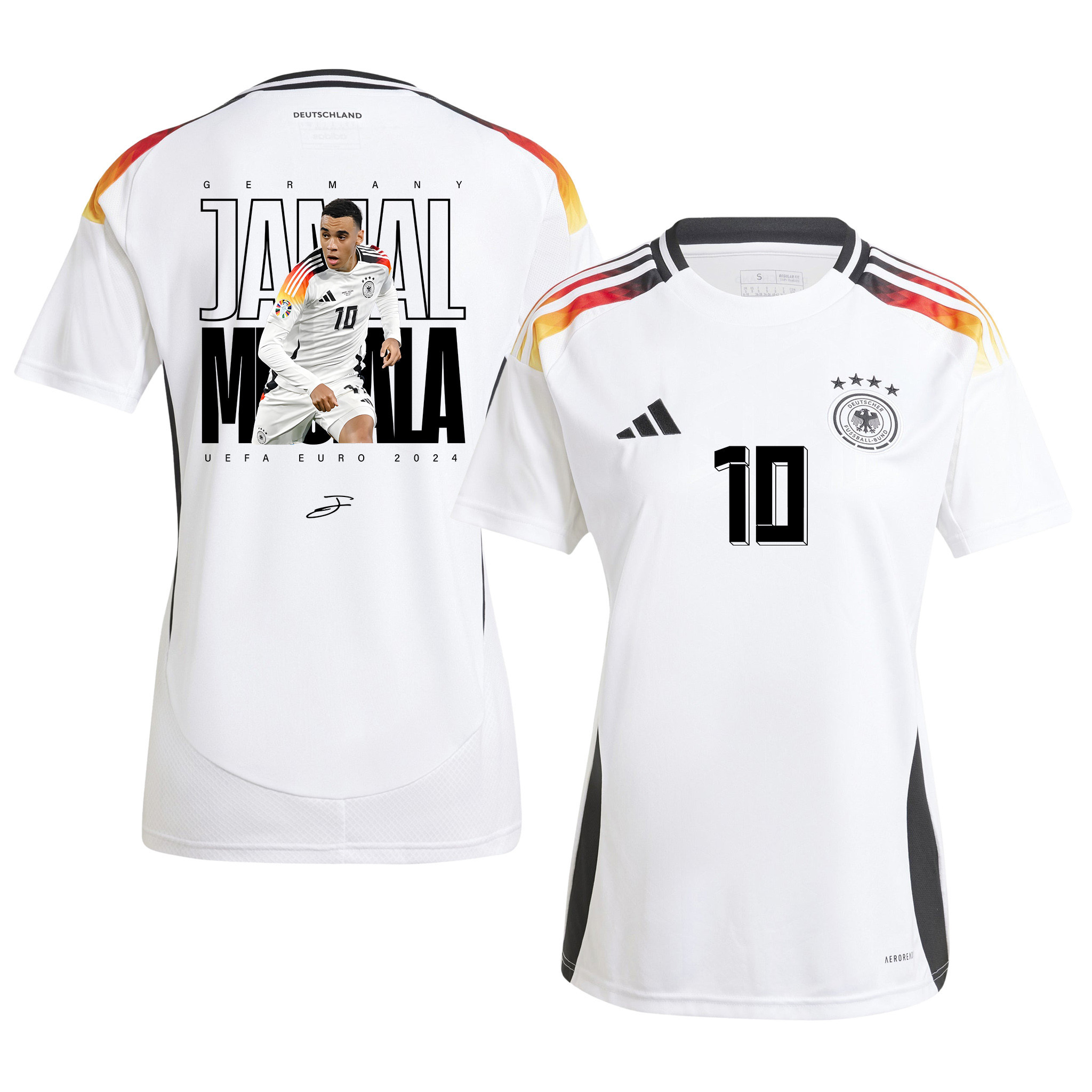 Jamal Musiala 10 Signed Young Talent Germany National Team 2024 Home WOMEN Jersey - White