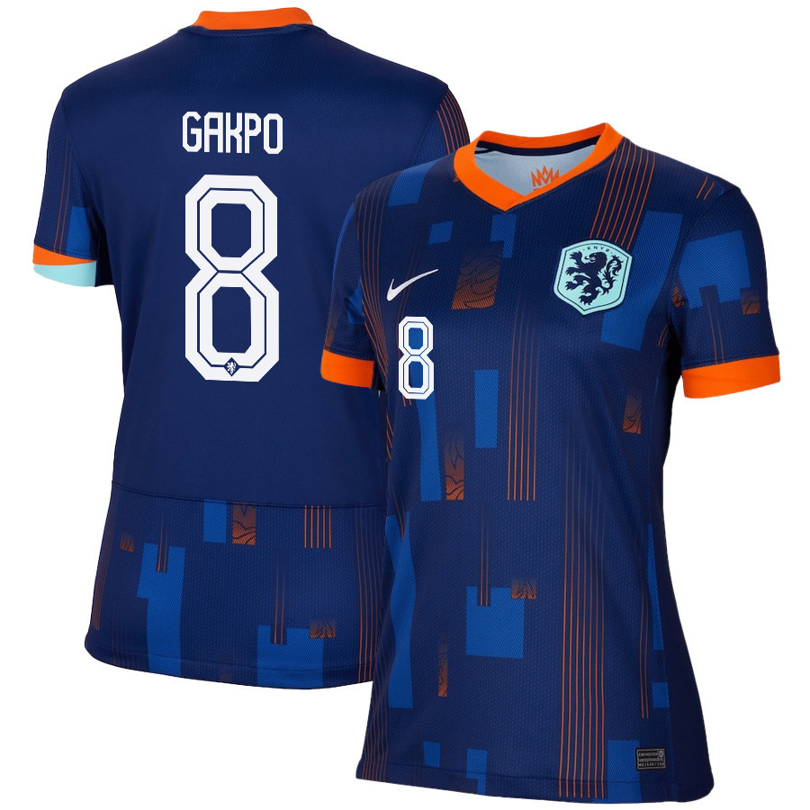 Cody Gakpo 8 Netherlands National Team 2024/25 Away WOMEN Jersey - Navy