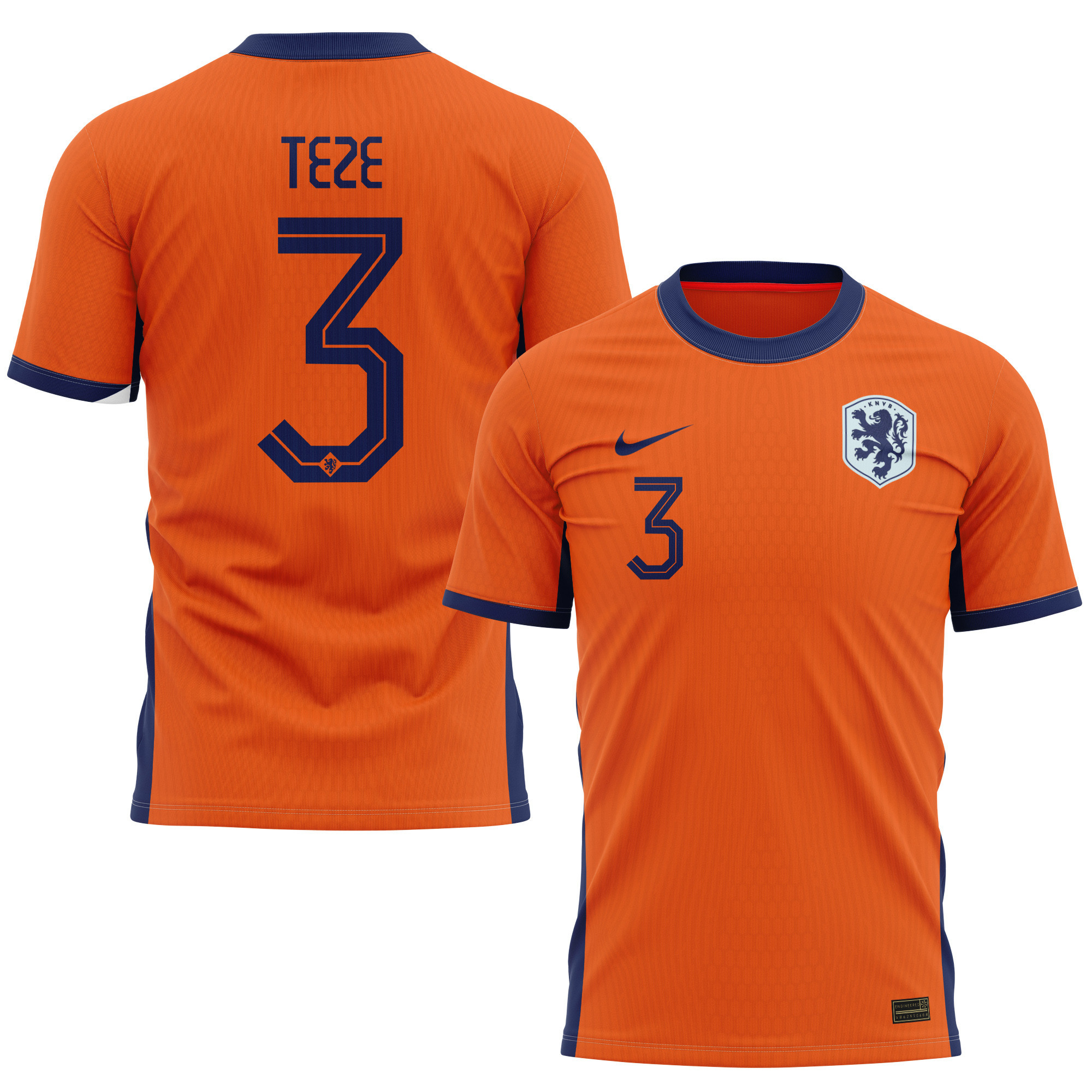 Jordan Teze 3 Netherlands National Team 2024 Home Kits AOP T-shirt - Orange