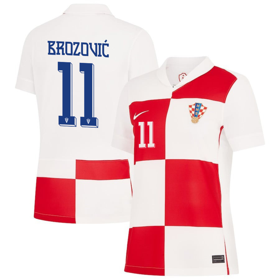 Marcelo Brozović 11 Croatia National Team 2024 Home WOMEN Jersey - White