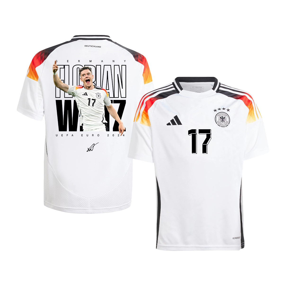 Florian Wirtz 17 Signed Rising Star Germany National Team 2024 Home YOUTH Jersey - White