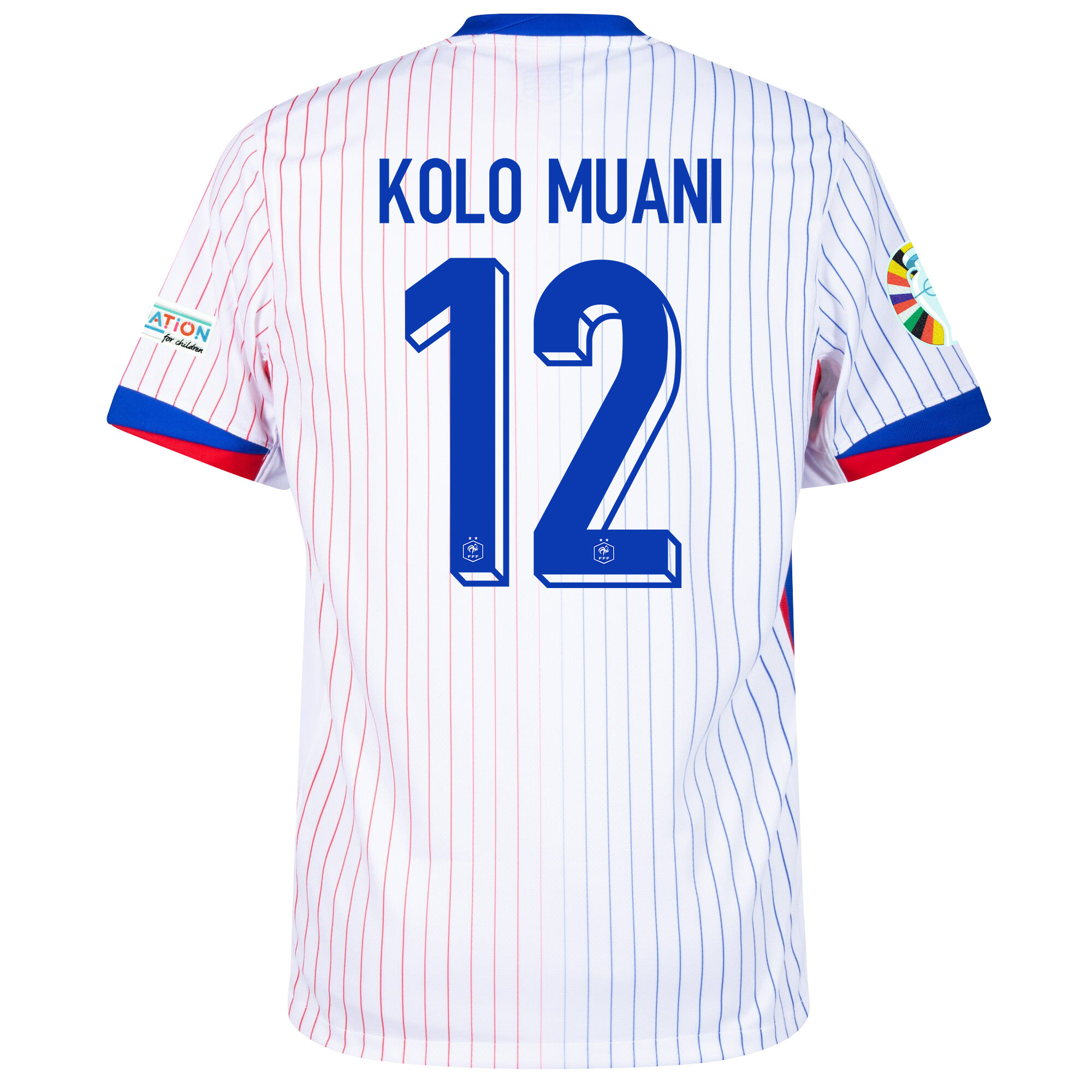 Randal Kolo Muani 12 France National Team 2024/25 Away Jersey - Euro UEFA Patch - Men, White