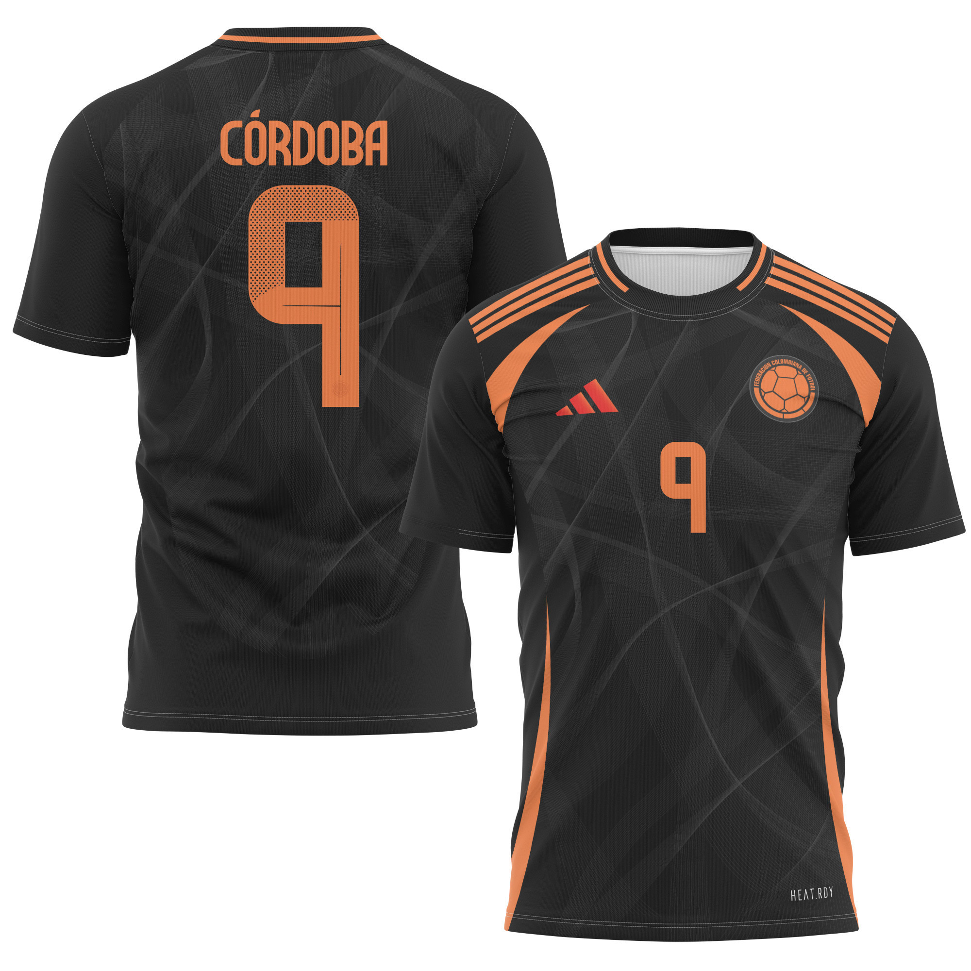 Jhon Córdoba 9 Colombia National Team 2024 Away Kits AOP T-shirt - Black