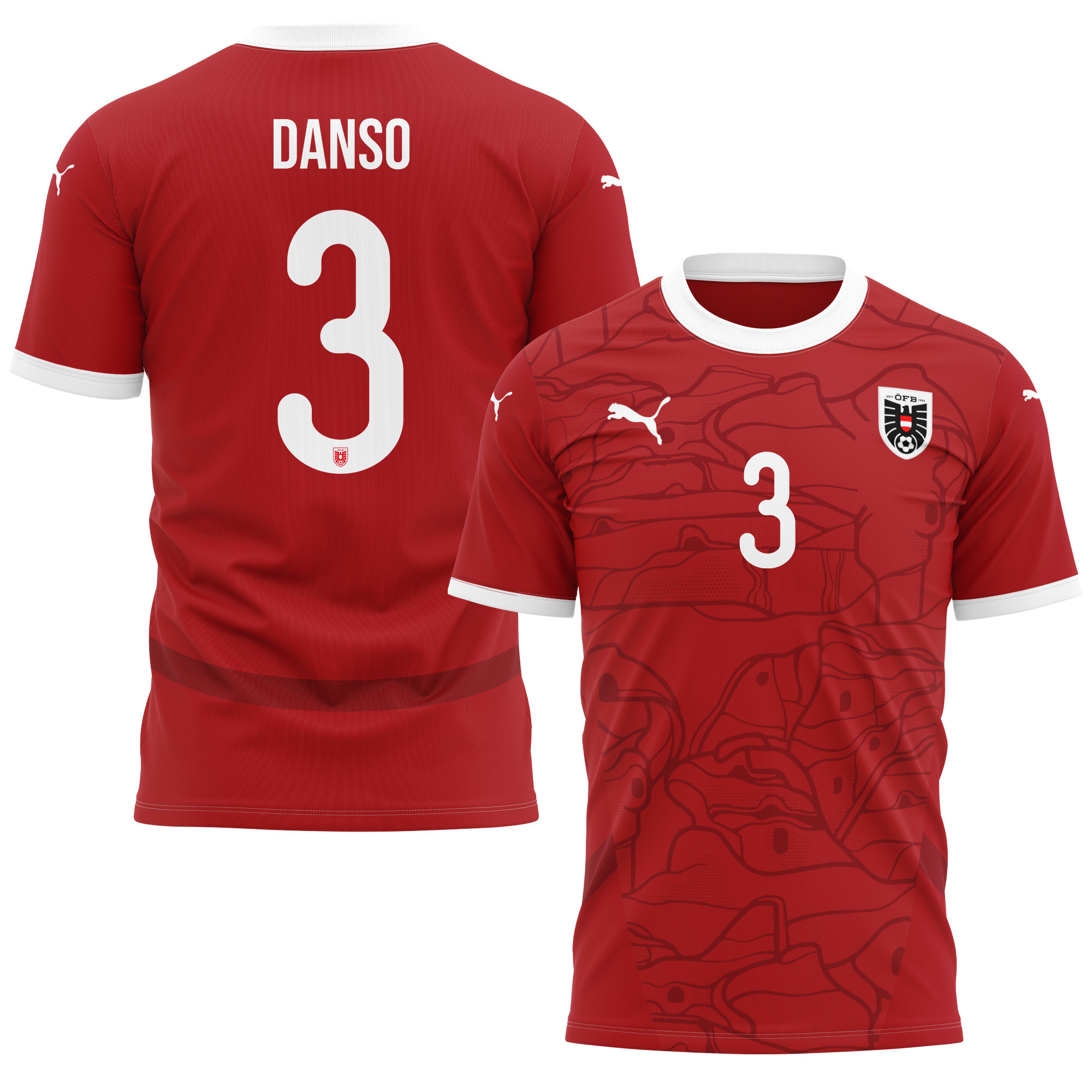 Kevin Danso 3 Austria National Team 2024/25 Home Kits AOP T-shirt - Red