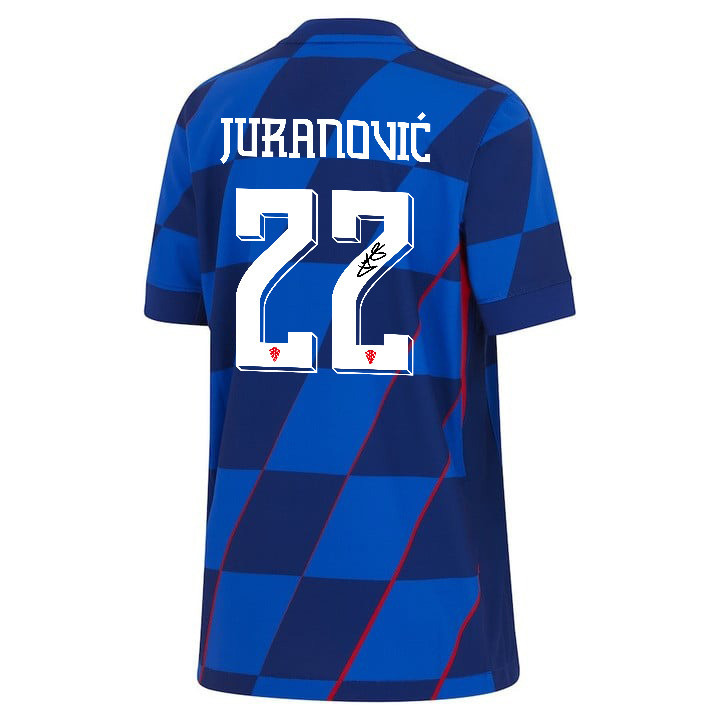 Josip Juranović 22 Signed Croatia National Team 2024 Away YOUTH Jersey Autographed - Navy