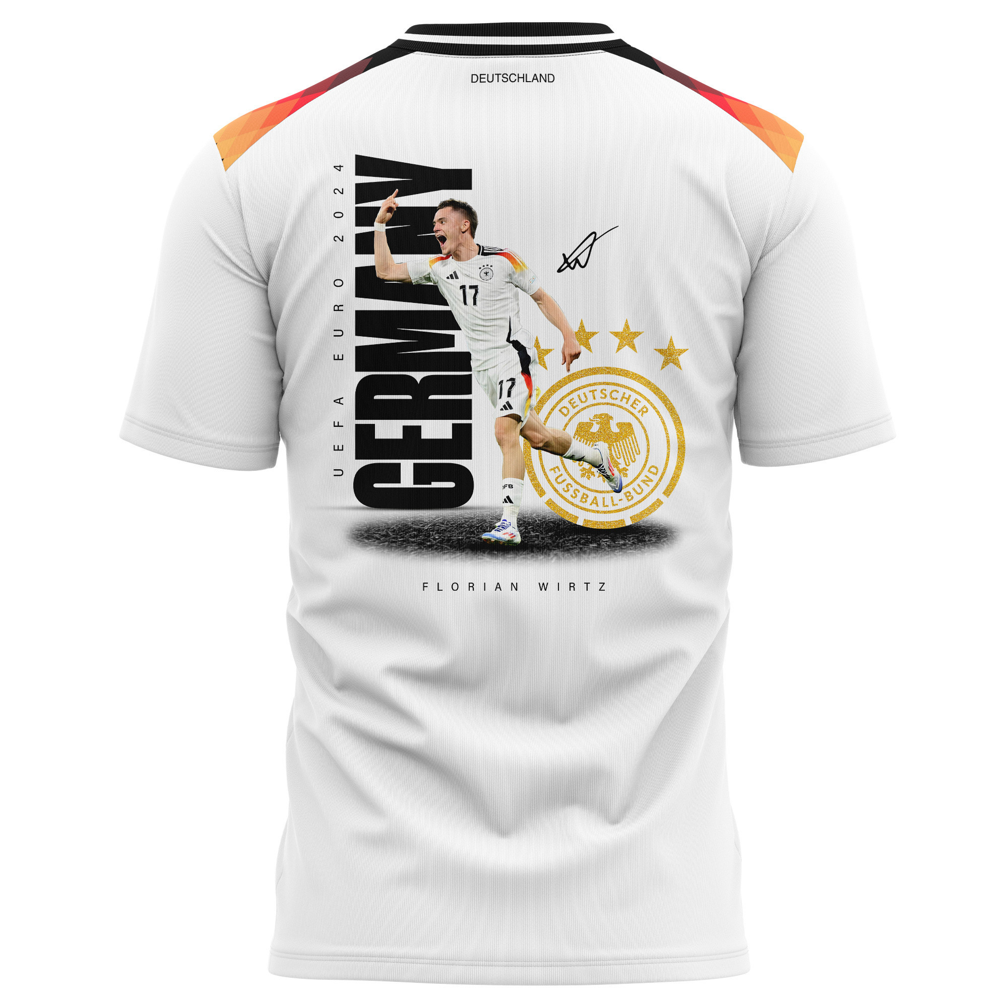 Florian Wirtz 17 Signed Goal-Scoring Germany National Team 2024 Home Kits AOP T-shirt - White