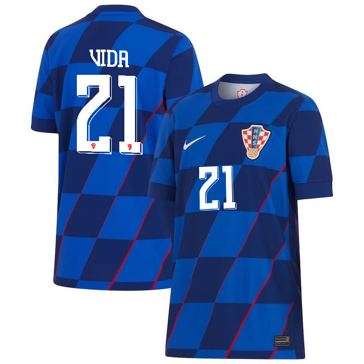 Domagoj Vida 21 Croatia National Team 2024 Away YOUTH Jersey - Blue