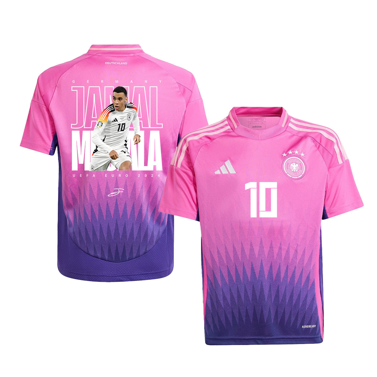 Jamal Musiala 10 Signed Young Talent Germany National Team 2024 Away YOUTH Jersey - Purple