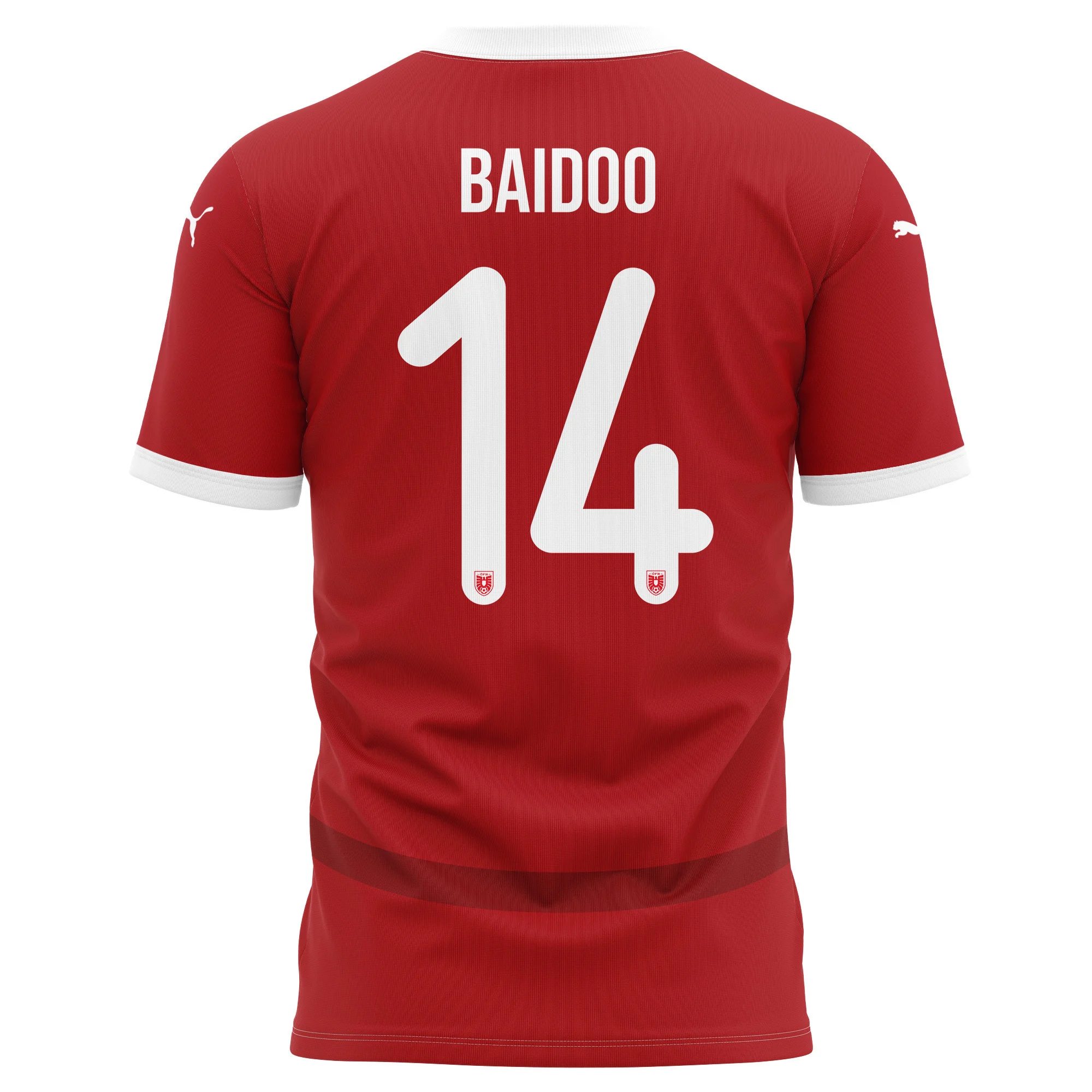Samson Baidoo 14 Austria National Team 2024/25 Home Kits AOP T-shirt - Red