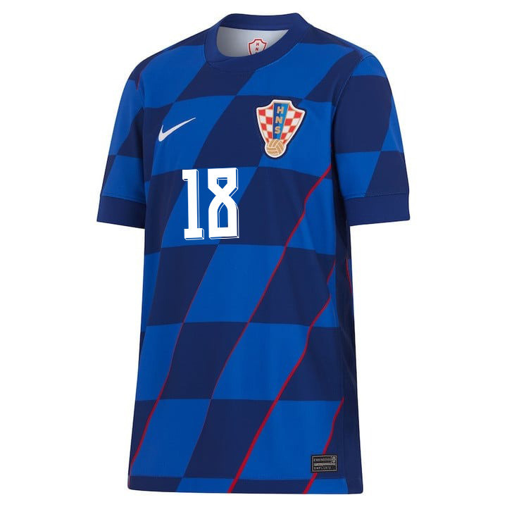 Luka Ivanušec 18 Signed Croatia National Team 2024 Away YOUTH Jersey Autographed - Navy
