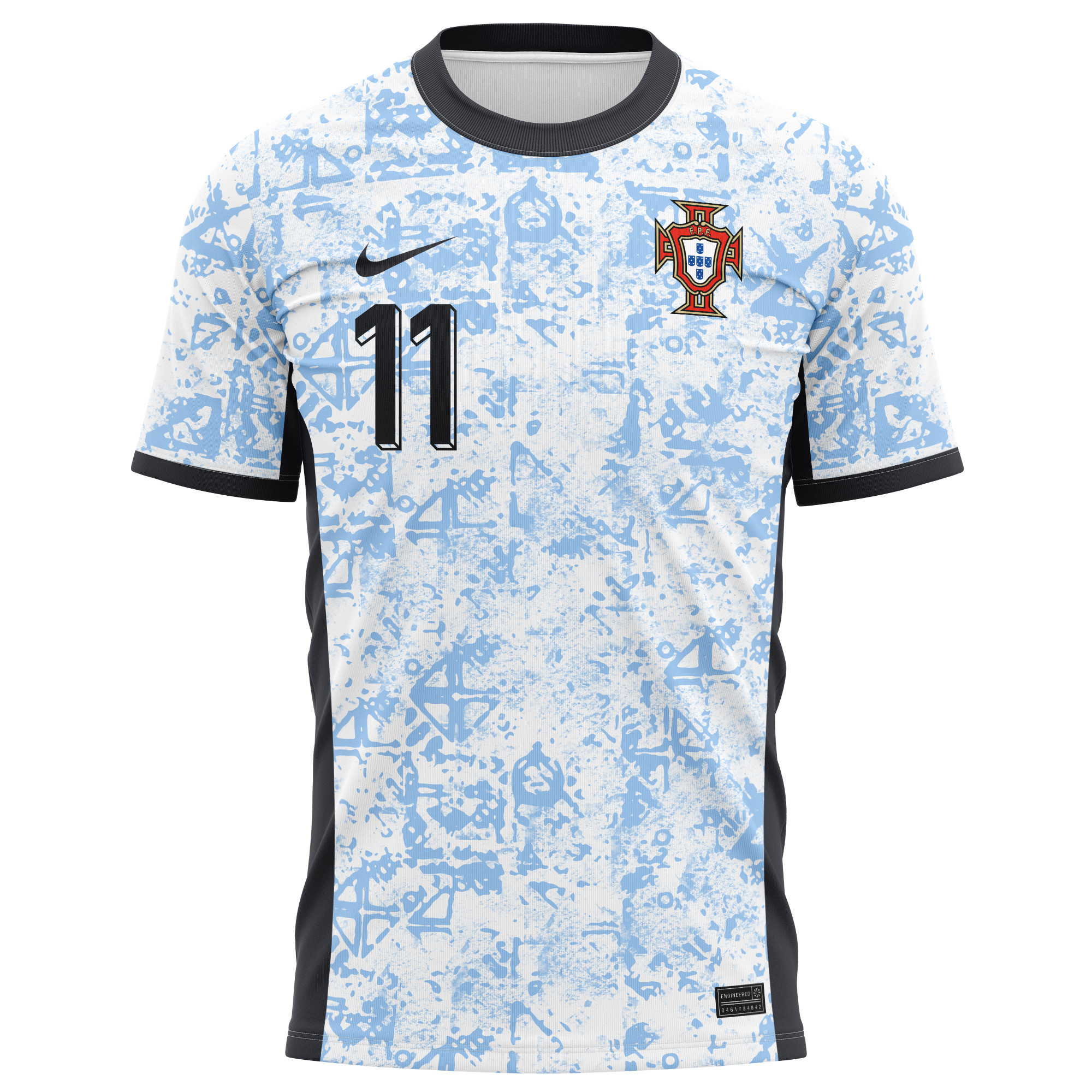 João Félix 11 Portugal National Team 2024/25 Away Kits AOP T-shirt - Cream/Blue