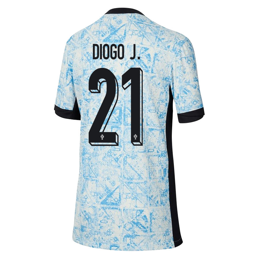 Diogo Jota 21 Portugal National Team 2024/25 Away YOUTH Jersey - Cream/Blue