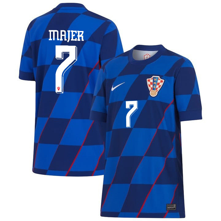 Lovro Majer 7 Croatia National Team 2024 Away YOUTH Jersey - Blue
