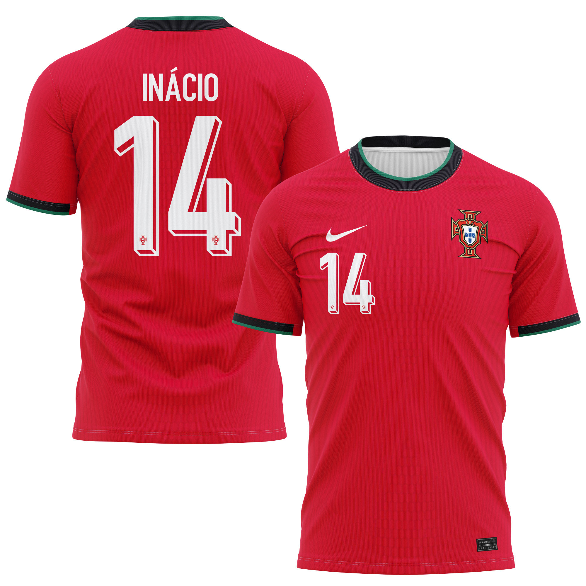 Gonçalo Inácio 14 Portugal National Team 2024/25 Home Kits AOP T-shirt - Red